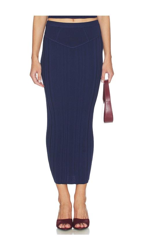 fleur du mal Three Way Rib Skirt in Navy by FLEUR DU MAL