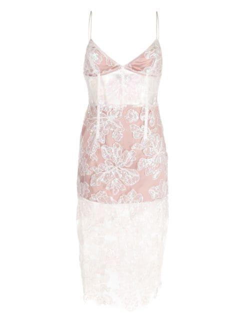 floral-embroidered sequinned midi dress by FLEUR DU MAL