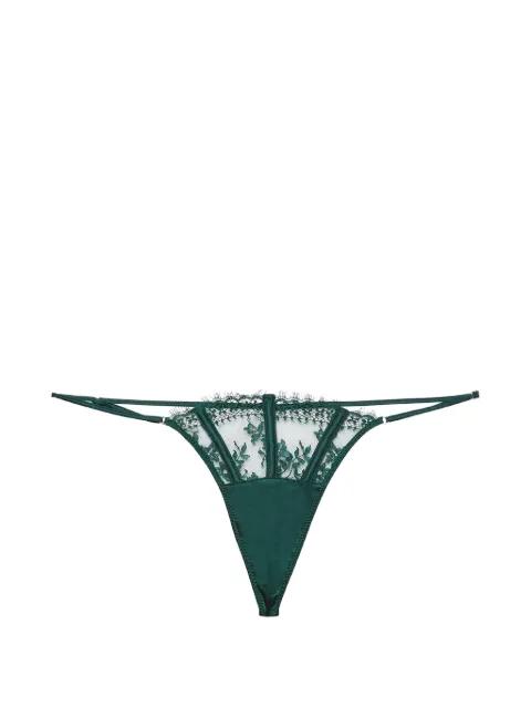 lace satin-panel thong by FLEUR DU MAL