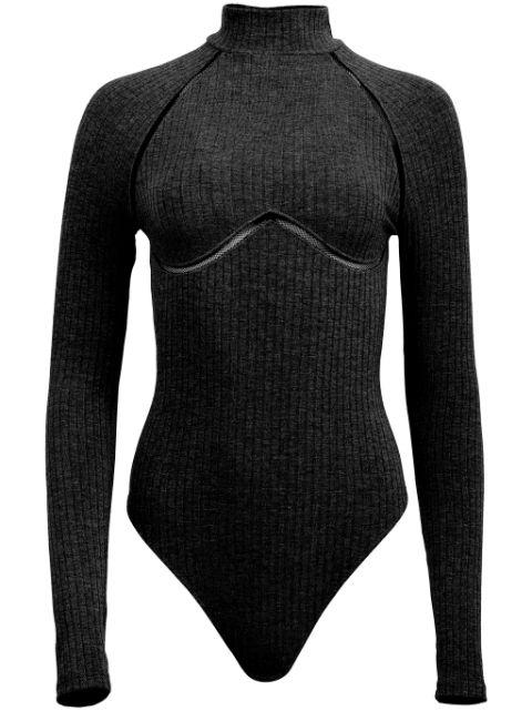 lattice-trim ribbed bodysuit by FLEUR DU MAL