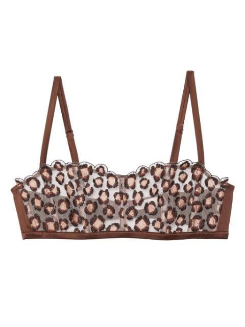 leopard-embroidered boned bralette by FLEUR DU MAL
