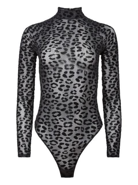 leopard flocked bodysuit by FLEUR DU MAL