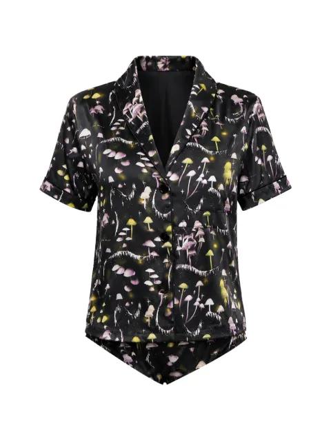 mushroom-print short-sleeve pyjama top by FLEUR DU MAL
