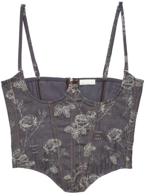 no cup jacquard bustier by FLEUR DU MAL
