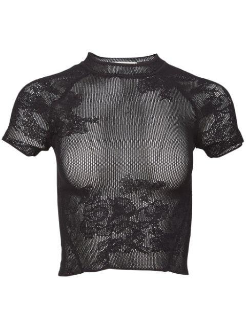 pointelle-knit lace T-shirt by FLEUR DU MAL