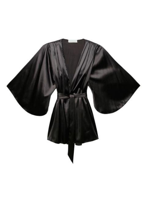 wide-sleeve silk-satin robe by FLEUR DU MAL