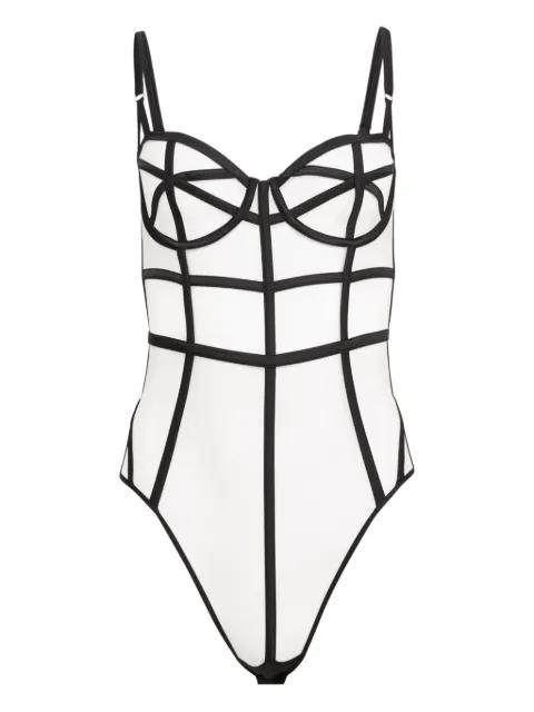 zip-fastening caged bodysuit by FLEUR DU MAL