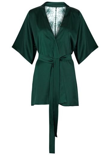 Eva silk-blend satin robe by FLEUR OF ENGLAND