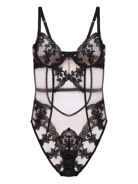 Onyx floral-lace body by FLEUR OF ENGLAND
