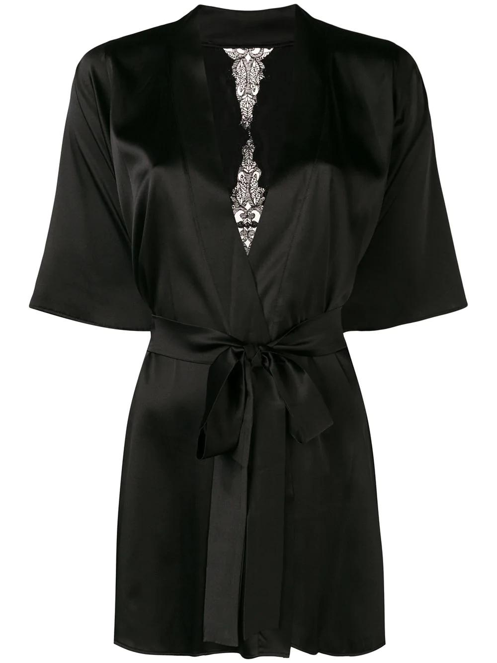 Onyx lace-embroidered robe by FLEUR OF ENGLAND