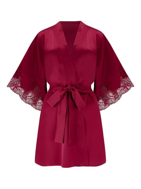 lace-trimmed silk robe by FLEUR OF ENGLAND