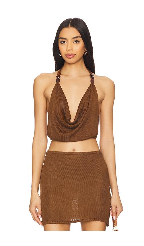 Flook The Label Jayla Top in Brown by FLOOK THE LABEL