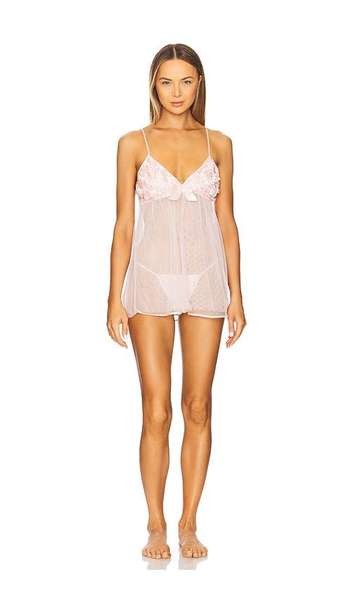 Flora Nikrooz Bellflower Camidoll With Thong in Blush by FLORA NIKROOZ
