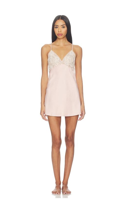 Flora Nikrooz Kimono Chemise With Embroidery in Pink by FLORA NIKROOZ