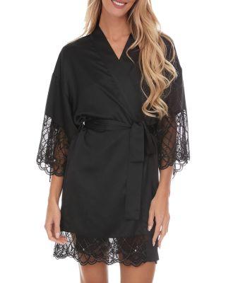 Gabby Satin Kimono Robe by FLORA NIKROOZ