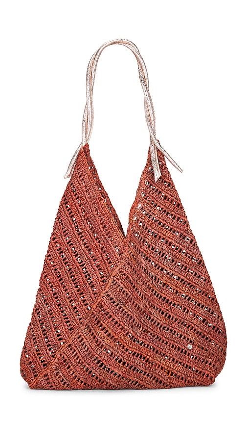 florabella Panama Crochet Raffia And Leather Tote Bag in Rose by FLORABELLA