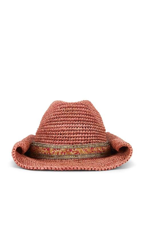 florabella Skyler Crochet Raffia Cowboy Hat in Pink by FLORABELLA