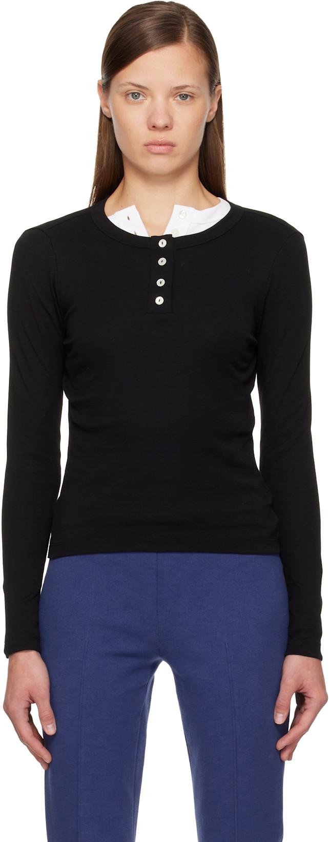 Black Jess Longsleeve Henley by FLORE FLORE