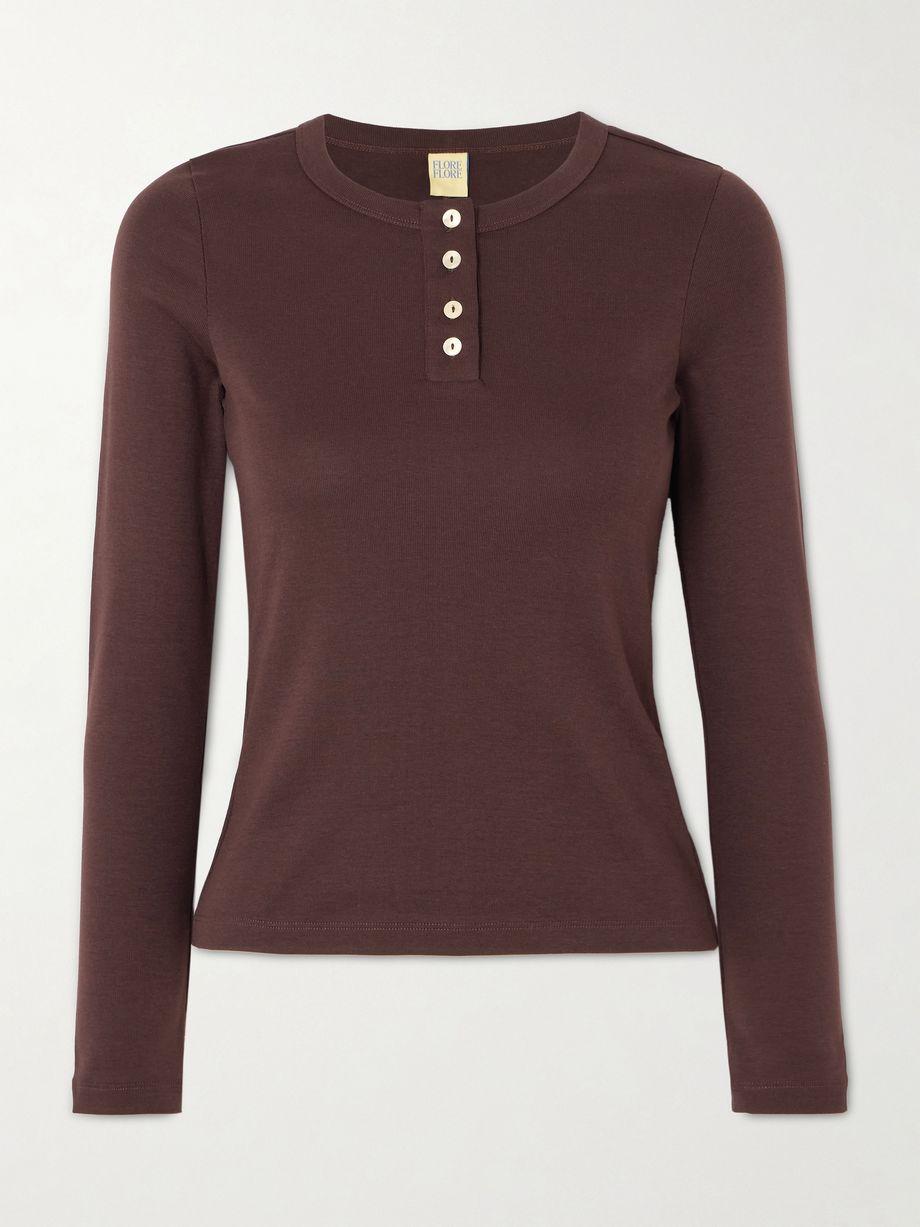 Jess ribbed organic cotton-jersey Henley top by FLORE FLORE