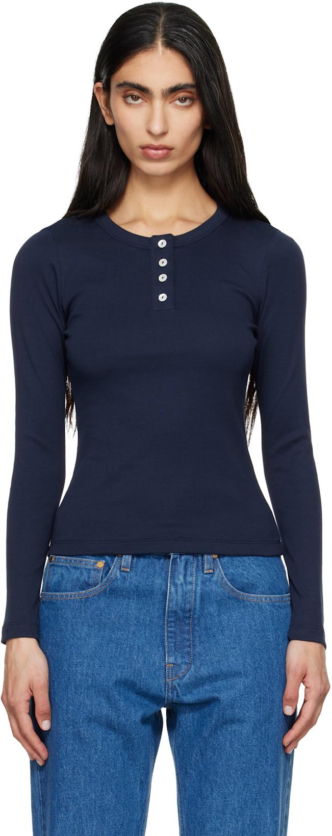 Navy Jess Longsleeve T-shirt by FLORE FLORE