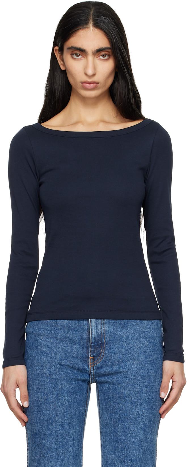 Navy Steffi Longsleeve T-shirt by FLORE FLORE