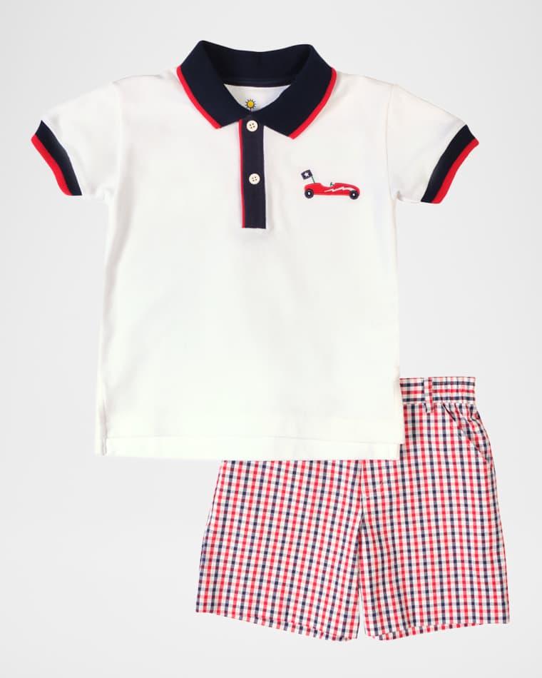 Boy's Tipped Cotton Knit Polo Shirt & Shorts Set, Size 2-7 by FLORENCE EISEMAN