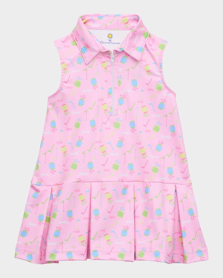 Girl's Golf-Print Performance Knit Dress, Size 12M-10 by FLORENCE EISEMAN