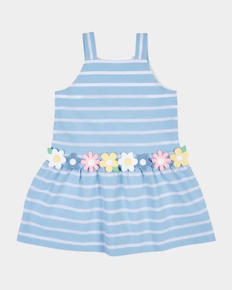 Girl's Multicolor Flowers Stripe Knit Dress, Size 12M-8 by FLORENCE EISEMAN