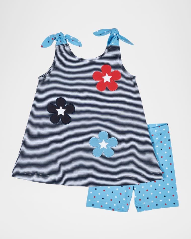 Girl's Striped Knit Tunic Top & Polka-Dot Shorts Set, Size 12M-6 by FLORENCE EISEMAN