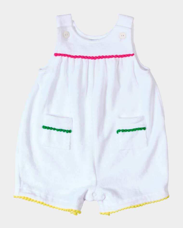 Girl's Terry Romper with Pom Poms, Size 3M-24M by FLORENCE EISEMAN