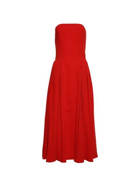 Aria strapless pleated midi dress by FLORENCE&FORTITUDE