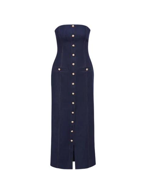 buttoned strapless dress by FLORENCE&FORTITUDE