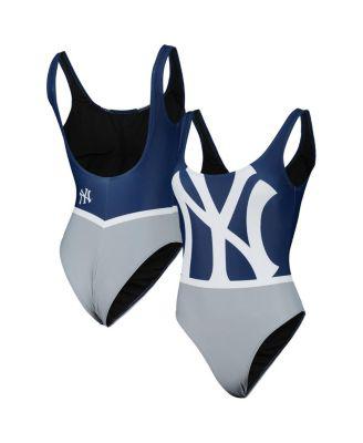 Women's Navy New York Yankees Team One-Piece Bathing Suit by FOCO Women's Navy New York Yankees Team One-Piece Bathing Suit by FOCO