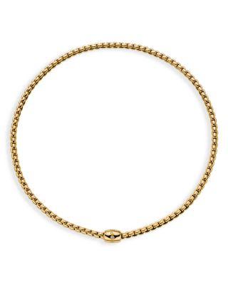 18K Yellow Gold EKA Diamond Rondelle Box Link Flex Necklace by FOPE