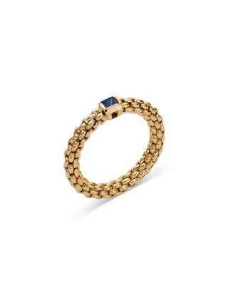 18K Yellow Gold Souls Blue Sapphire Flex'it Ring by FOPE