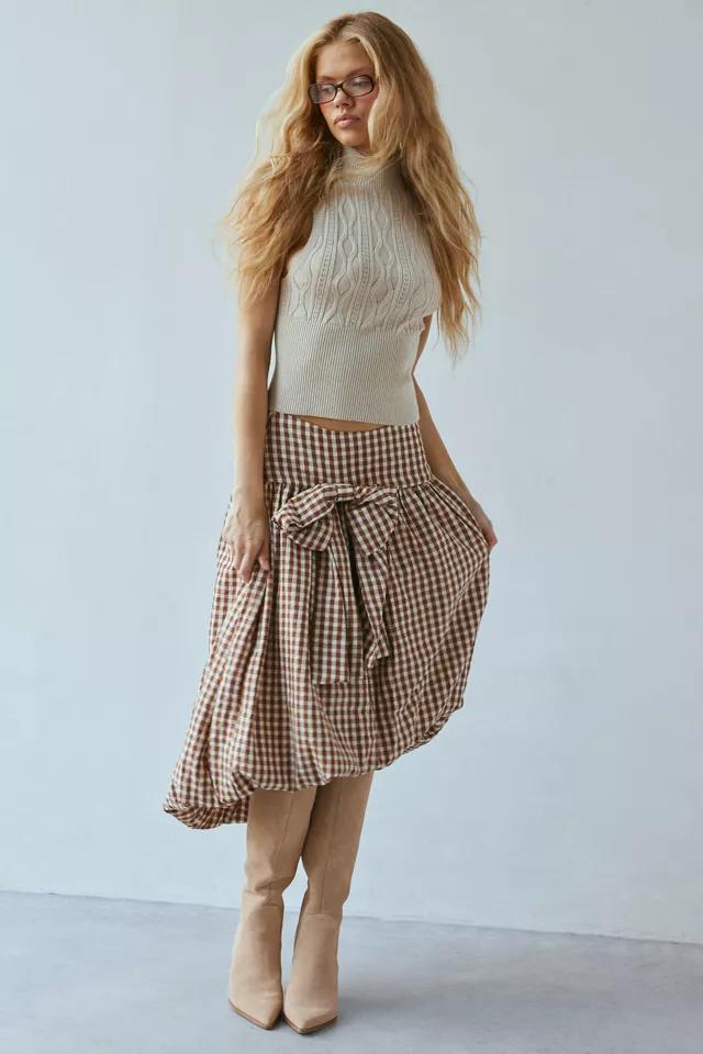 For Love & Lemons Gingerbread Gingham Midi Skirt by FOR LOVE & LEMONS