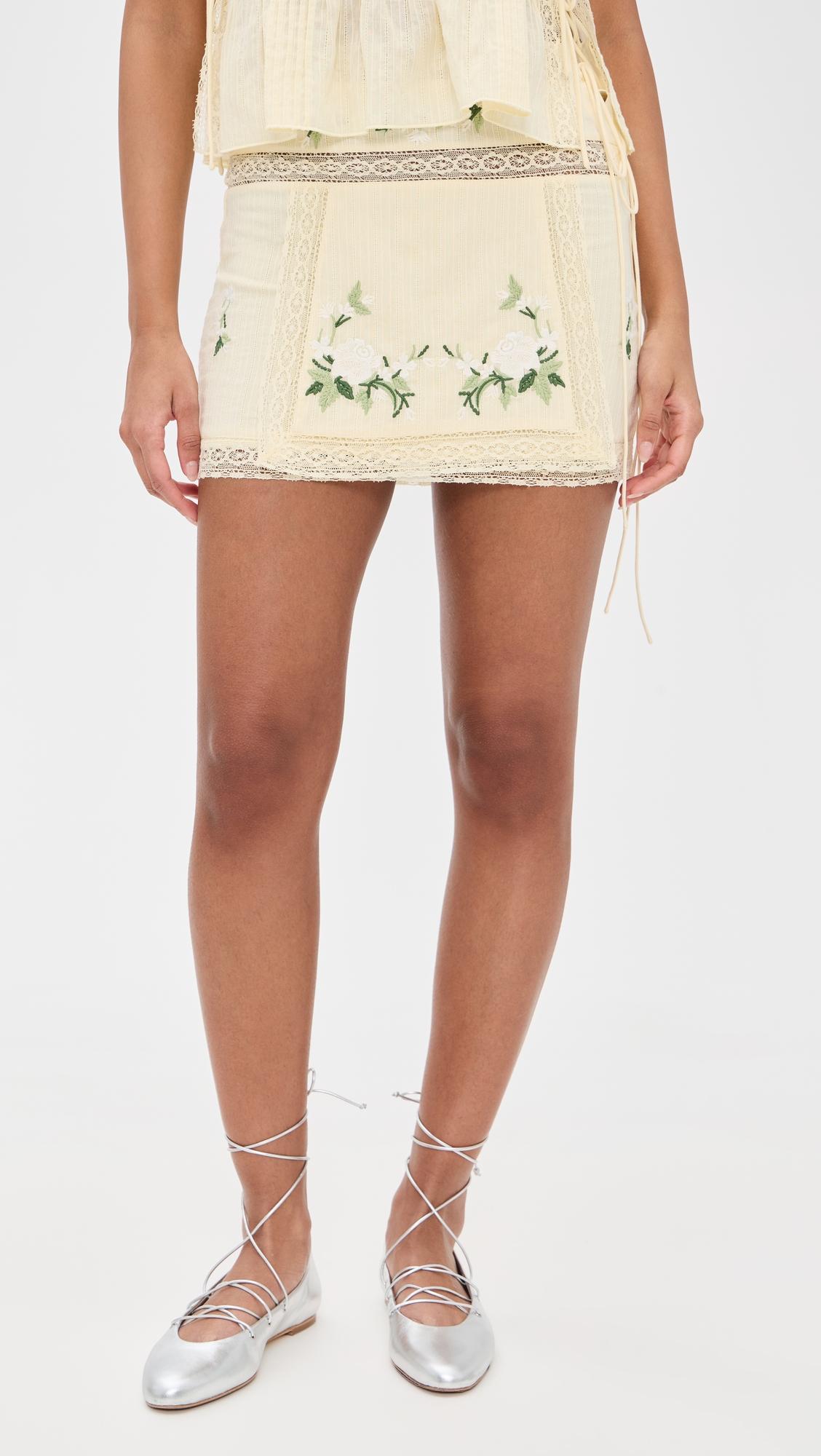 Jolene Embroidered Mini Skirt by FOR LOVE & LEMONS