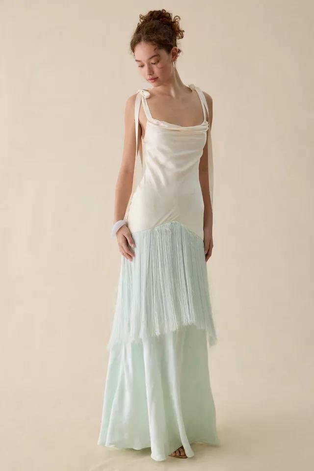 For Love & Lemons Andrea Jacquard Satin Fringe Maxi Dress by FOR LOVE&LEMONS