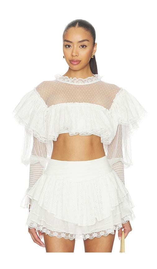 For Love & Lemons Beckett Crop Top in White by FOR LOVE&LEMONS