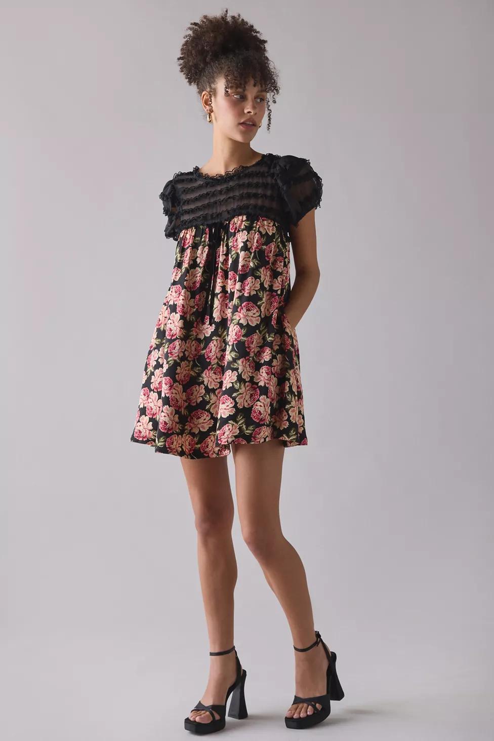 For Love & Lemons Belmond Floral Babydoll Mini Dress by FOR LOVE&LEMONS