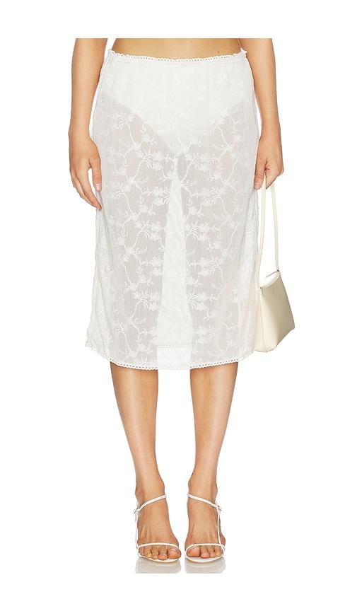 For Love & Lemons Betty Bouquet Coverup Midi Skirt in White by FOR LOVE&LEMONS