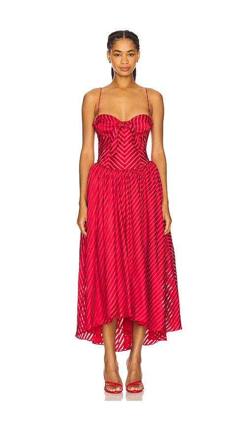 For Love & Lemons Burnout Stripe Maxi Dress in Red by FOR LOVE&LEMONS