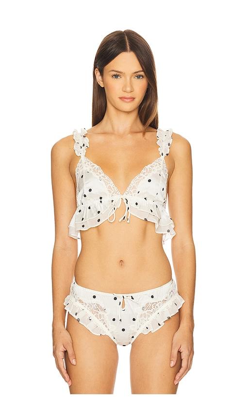 For Love & Lemons Butterfly Lace Ruffle Bralette in Cream by FOR LOVE&LEMONS