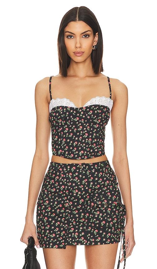 For Love & Lemons Camille Top in Black by FOR LOVE&LEMONS