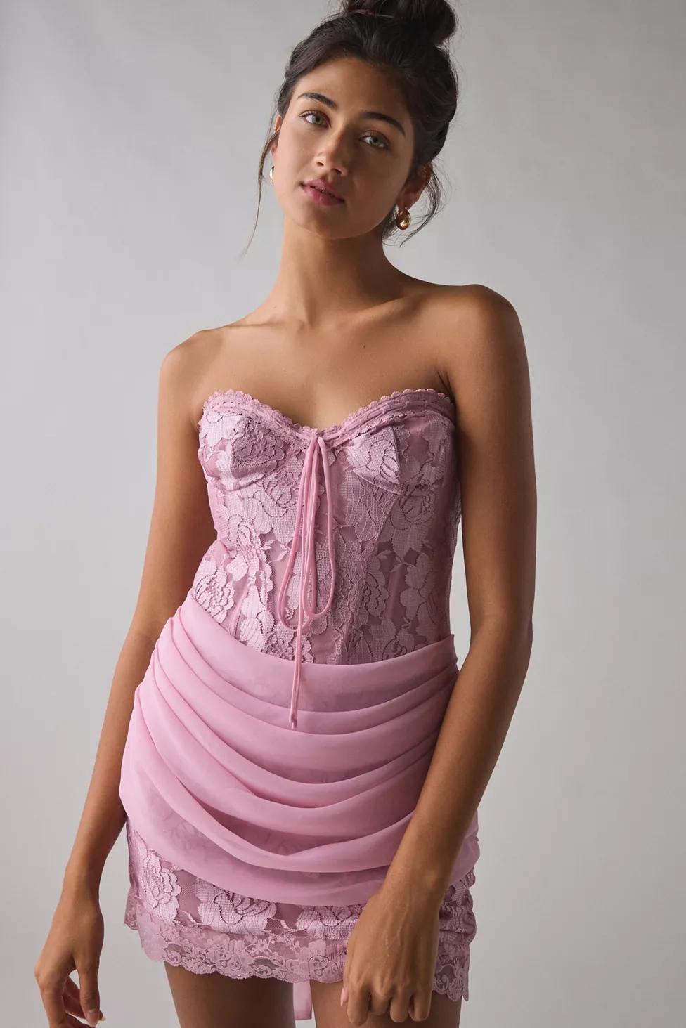 For Love & Lemons Claudia Rose Lace Strapless Mini Dress by FOR LOVE&LEMONS