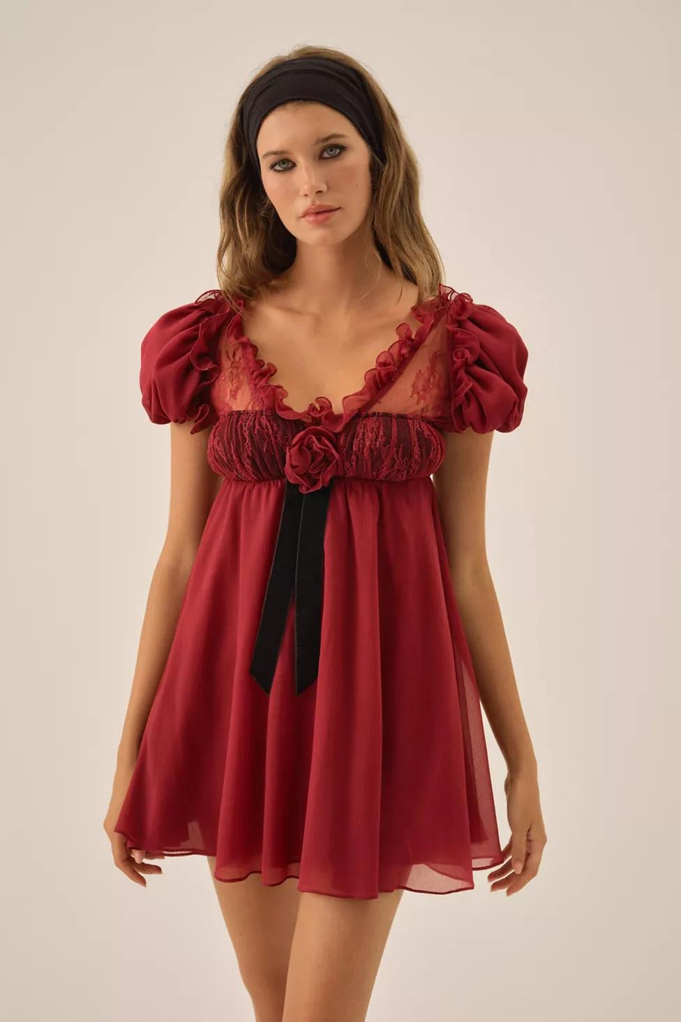 For Love & Lemons Claudine Chiffon Babydoll Mini Dress by FOR LOVE&LEMONS