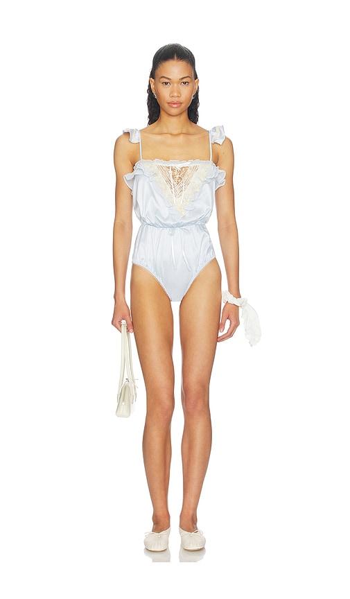 For Love & Lemons Cleo Romper in Baby Blue by FOR LOVE&LEMONS