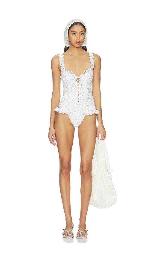For Love & Lemons Daisy One Piece Swimsuit in Cream by FOR LOVE&LEMONS