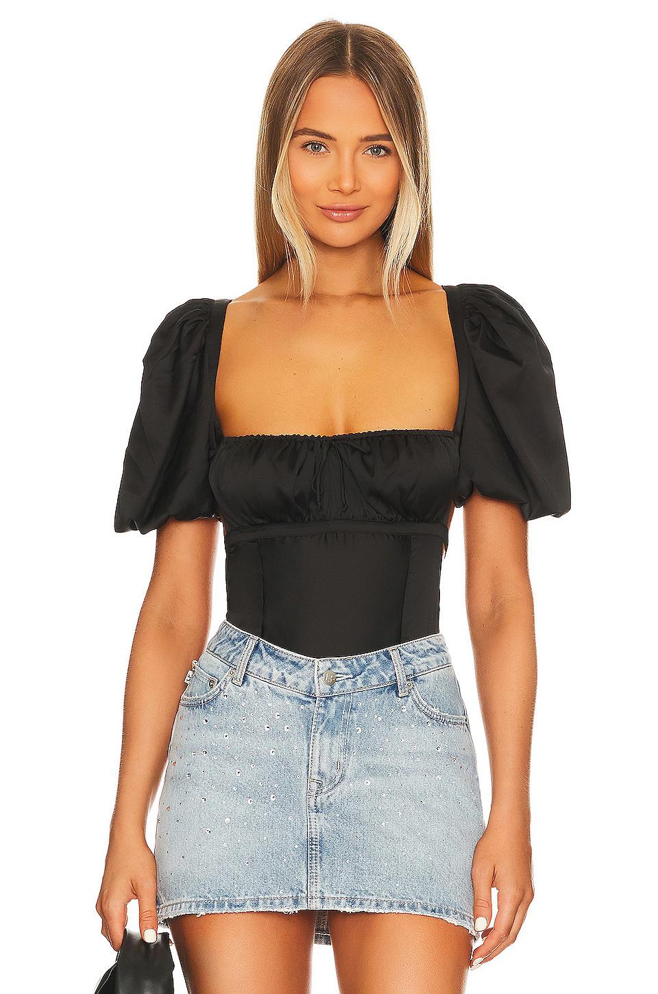 For Love & Lemons Dany Bodysuit in Black by FOR LOVE&LEMONS