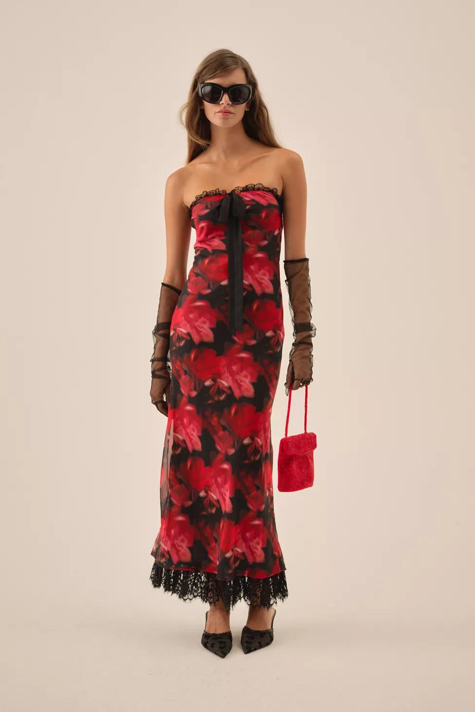 For Love & Lemons Dark Romance Strapless Maxi Dress by FOR LOVE&LEMONS